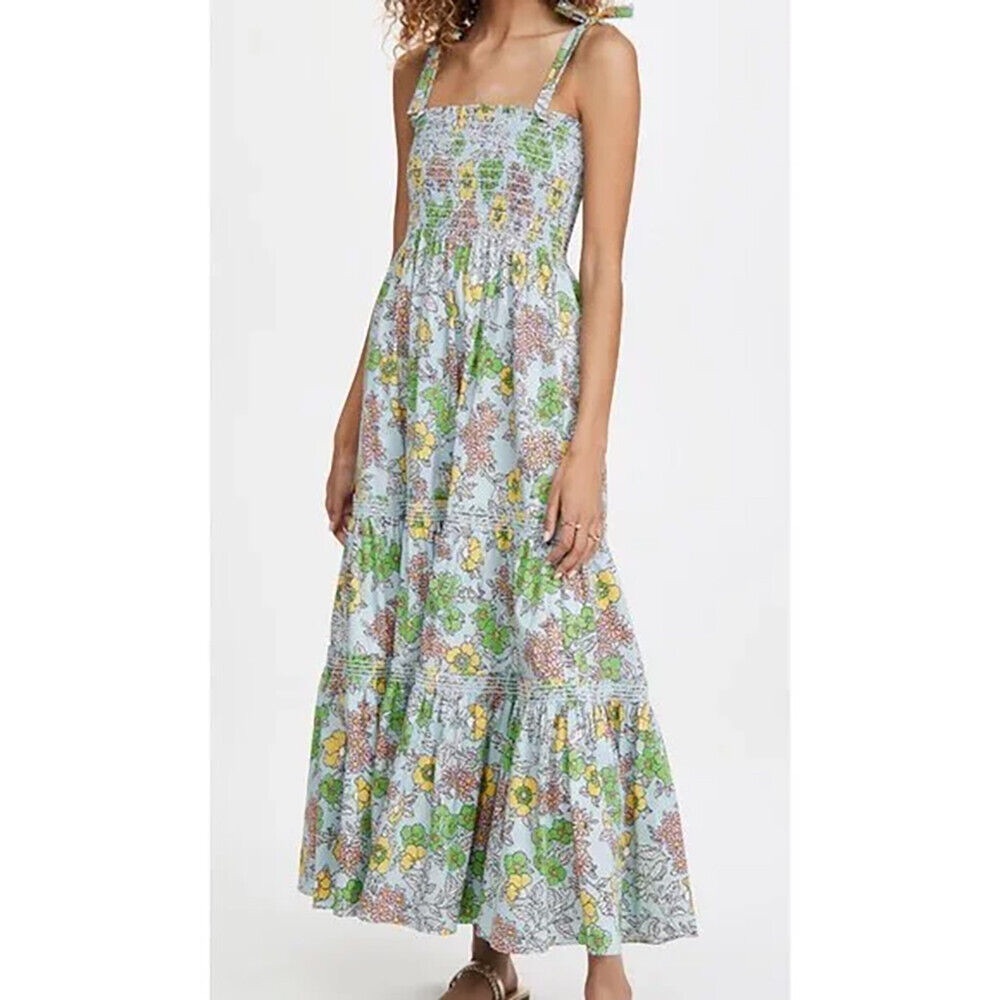 NWT Tory Burch Tie-Shoulder Dress in Blue Wallpaper Floral